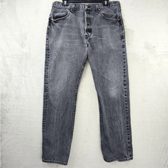 Levi's Other - Levis 501 Jeans Mens 38x34 (Fits 34x30) Black Button Fly Straight Denim Y2K